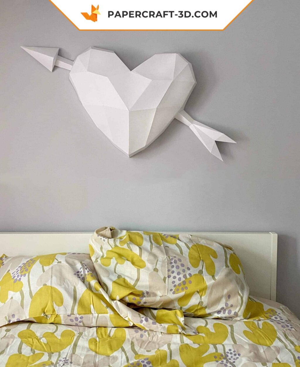 Papercraft de cœur Cupidon mural en 3D