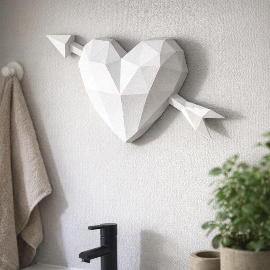 Papercraft de cœur Cupidon mural en 3D