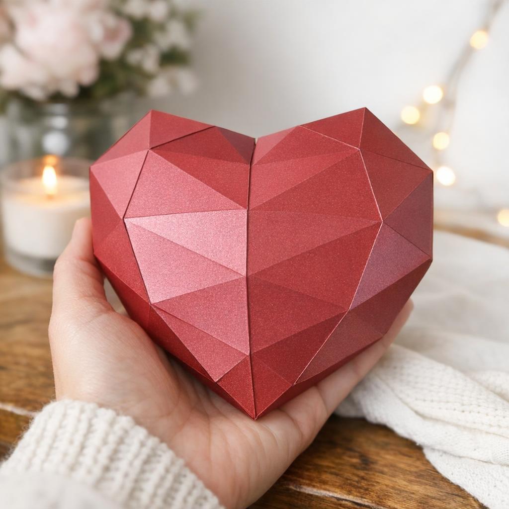 Papercraft de cœur rouge en 3D
