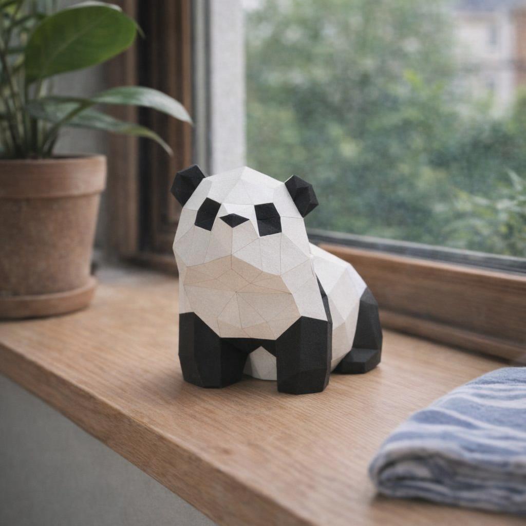 Papercraft de deux pandas en 3D