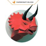 Papercraft de dinosaure tête de tricératops murale en origami