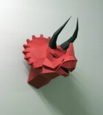 Papercraft de dinosaure tête de tricératops murale en origami