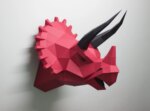 Papercraft de dinosaure tête de tricératops murale en origami