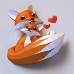 Papercraft de famille de renards en origami