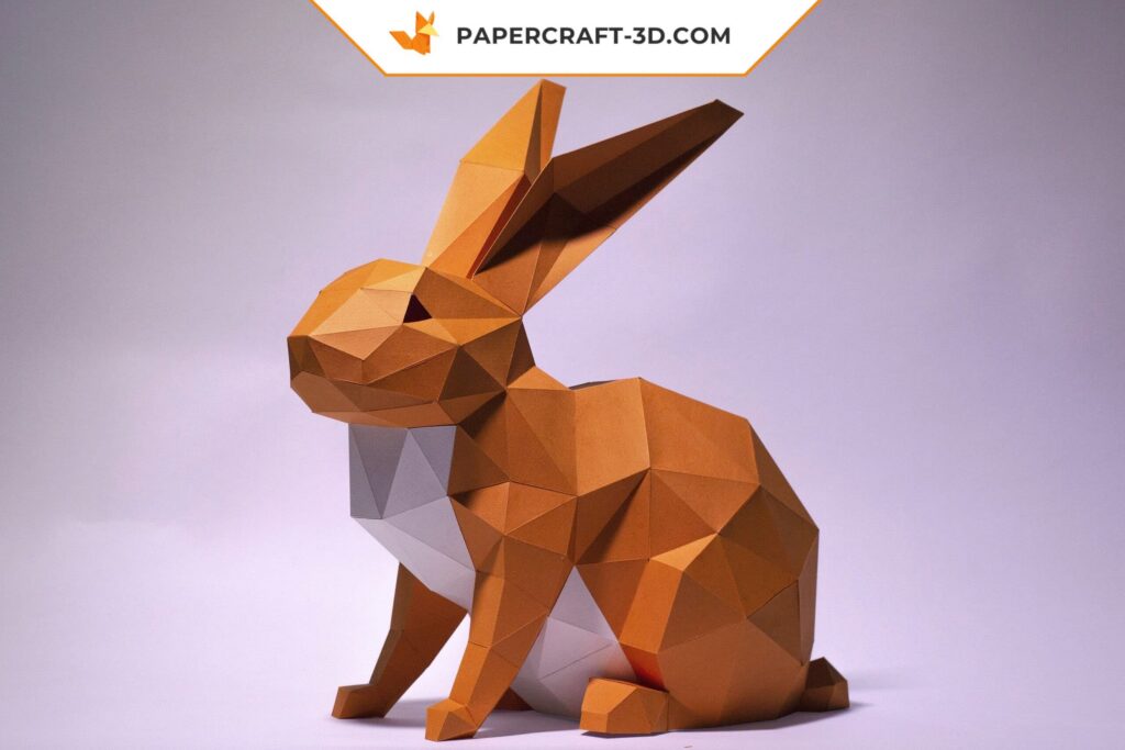 Papercraft de lapin assis en 3D