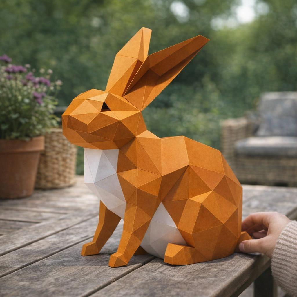 Papercraft de lapin assis en 3D Papercraft de lapin assis en 3D