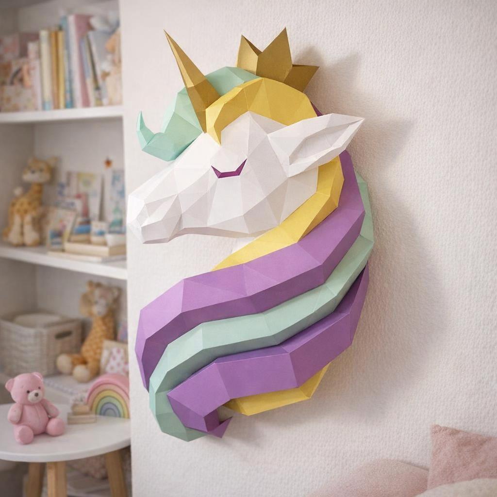Papercraft de licorne princesse en origami
