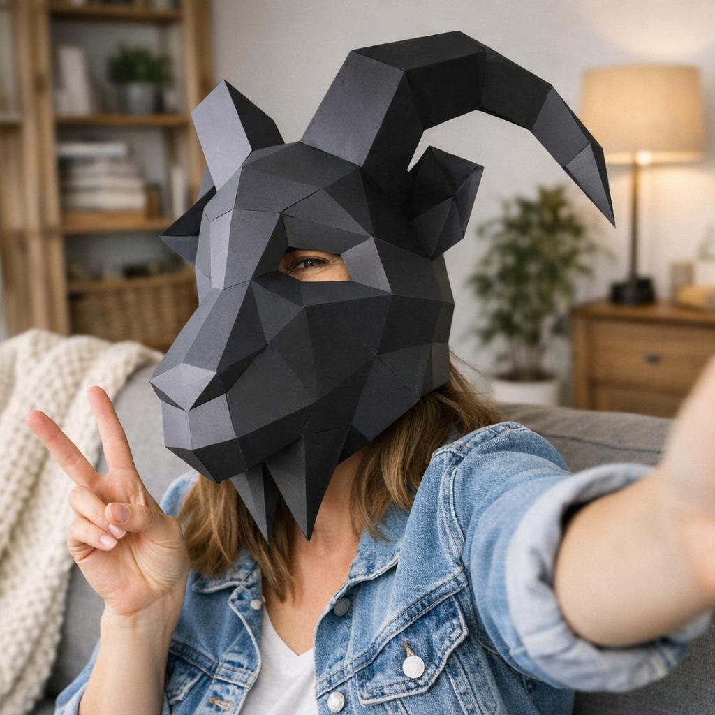 Papercraft de masque de chèvre en 3D