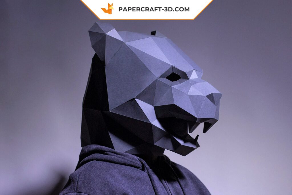 Papercraft de masque Panthère Noire en origami