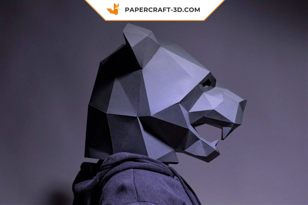 Papercraft de masque Panthère Noire en origami