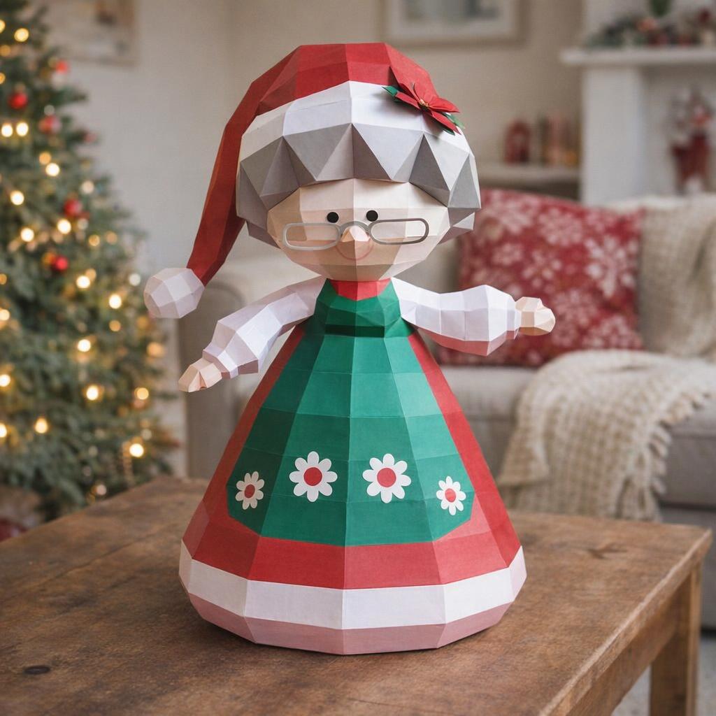 Papercraft de mère Noël en origami Papercraft de mère Noël en origami