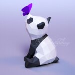 Papercraft de panda mignon et papillon en 3D