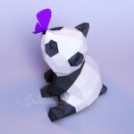 Papercraft de panda mignon et papillon en 3D