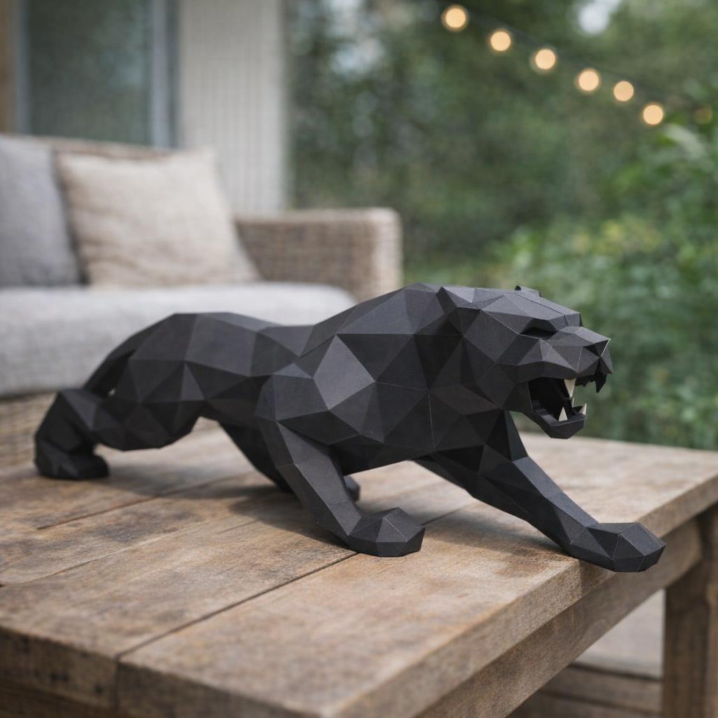Papercraft de panthère noire en colère