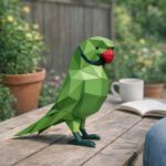 Papercraft de perroquet vert en origami