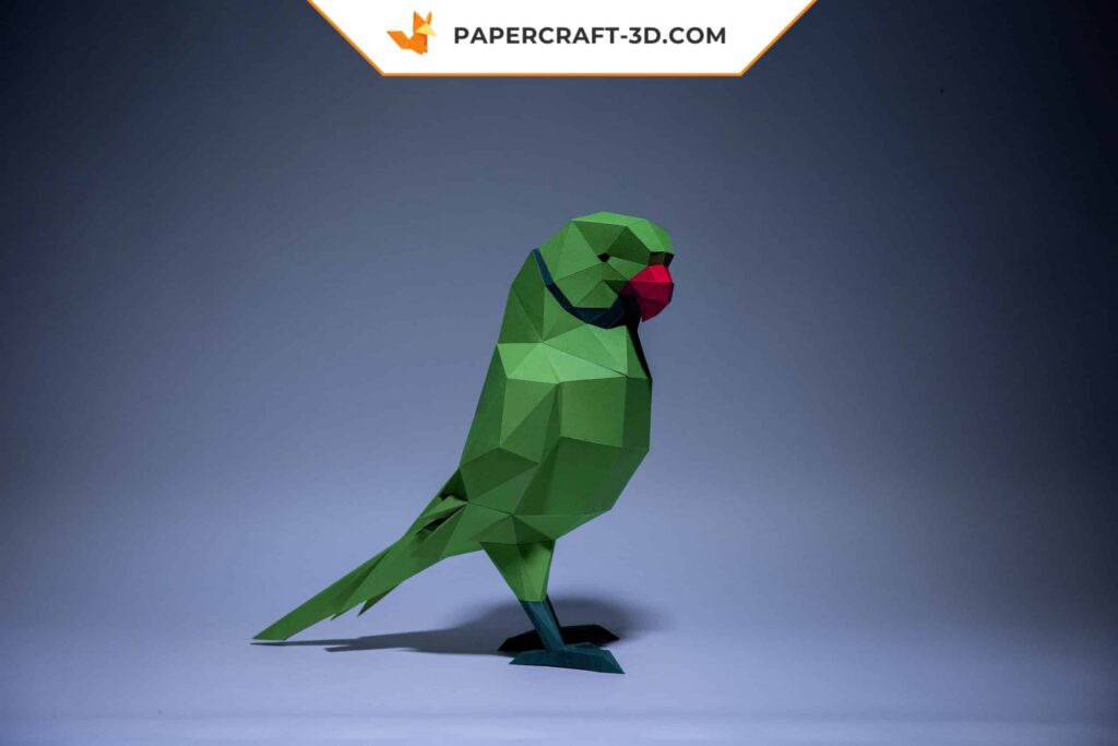 Papercraft de perroquet vert en origami