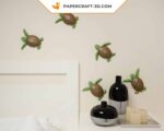 Papercraft de petites tortues marines murales en 3D