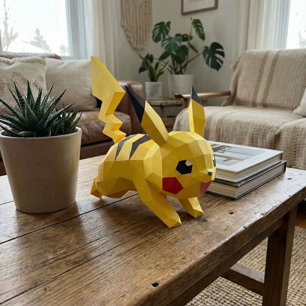 Papercraft de Pikachu qui court en 3D