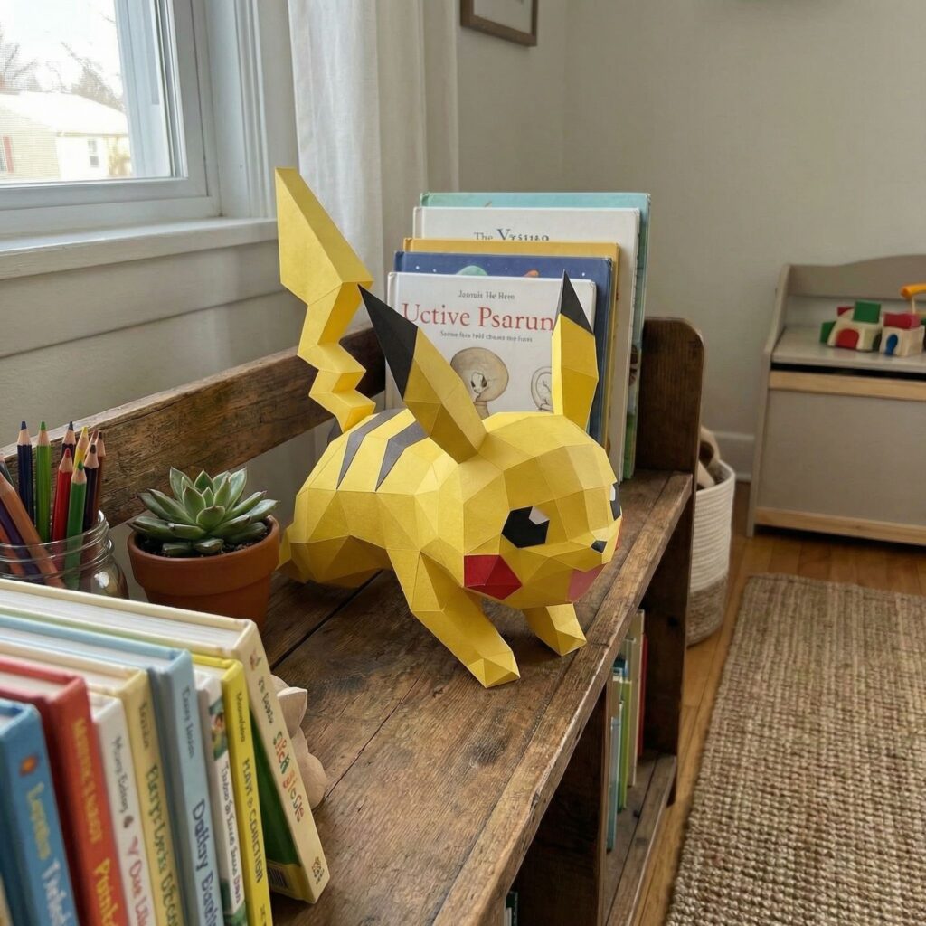 Papercraft de Pikachu qui court en 3D