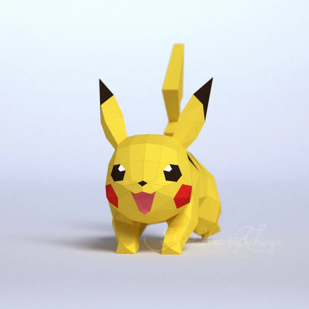 Papercraft de Pikachu qui court en 3D