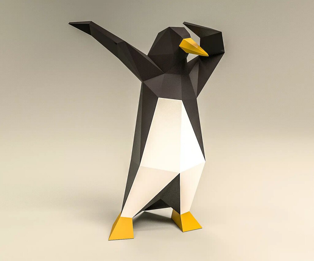 Papercraft de pingouin qui dab en 3D