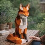 Papercraft de renard assis en 3D