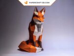 Papercraft de renard assis en 3D