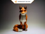 Papercraft de renard assis en 3D