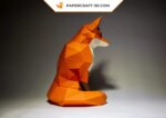 Papercraft de renard assis en 3D