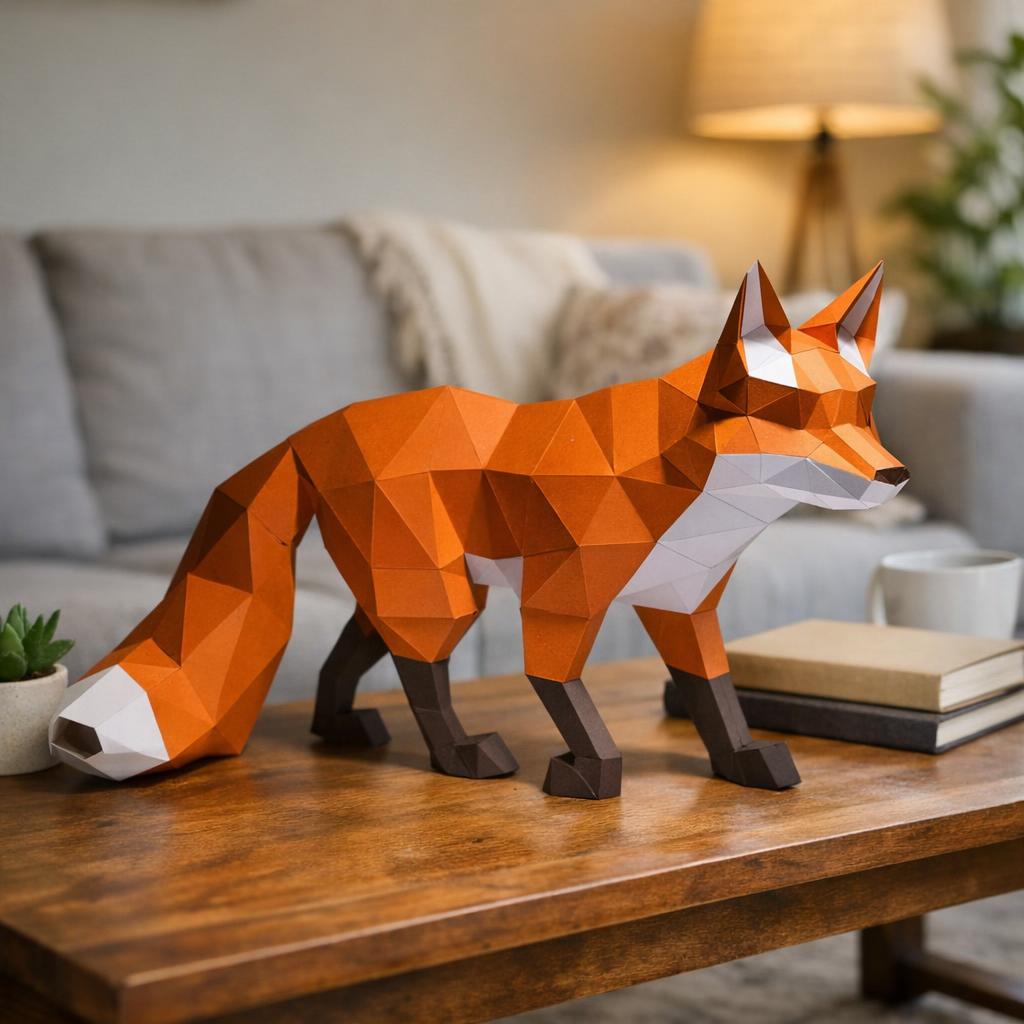 Papercraft de renard marchant en 3D