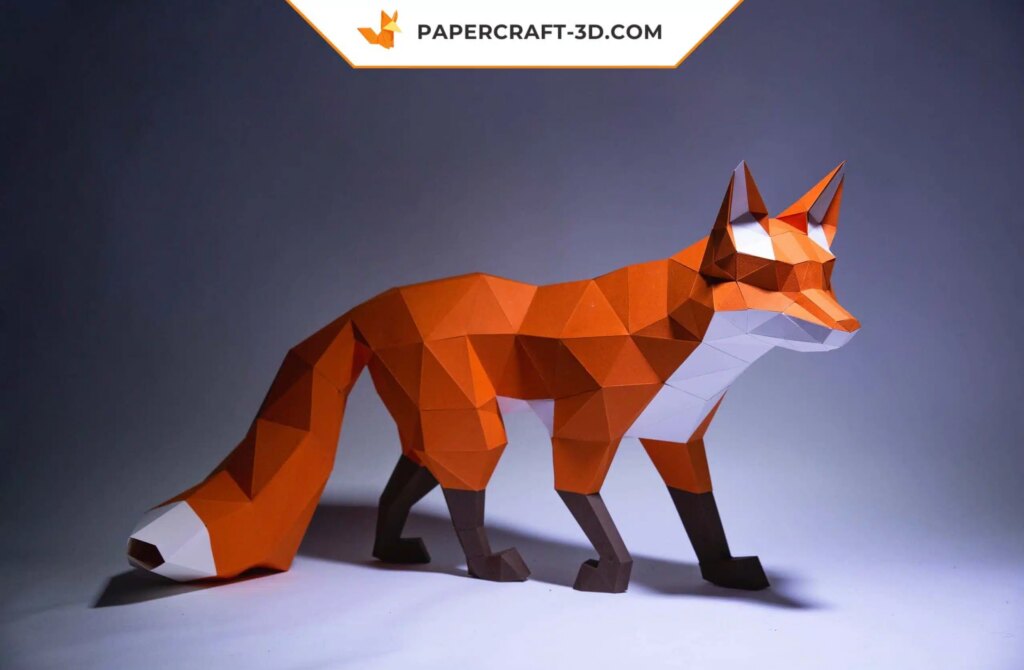 Papercraft de renard marchant en 3D