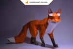Papercraft de renard marchant en 3D