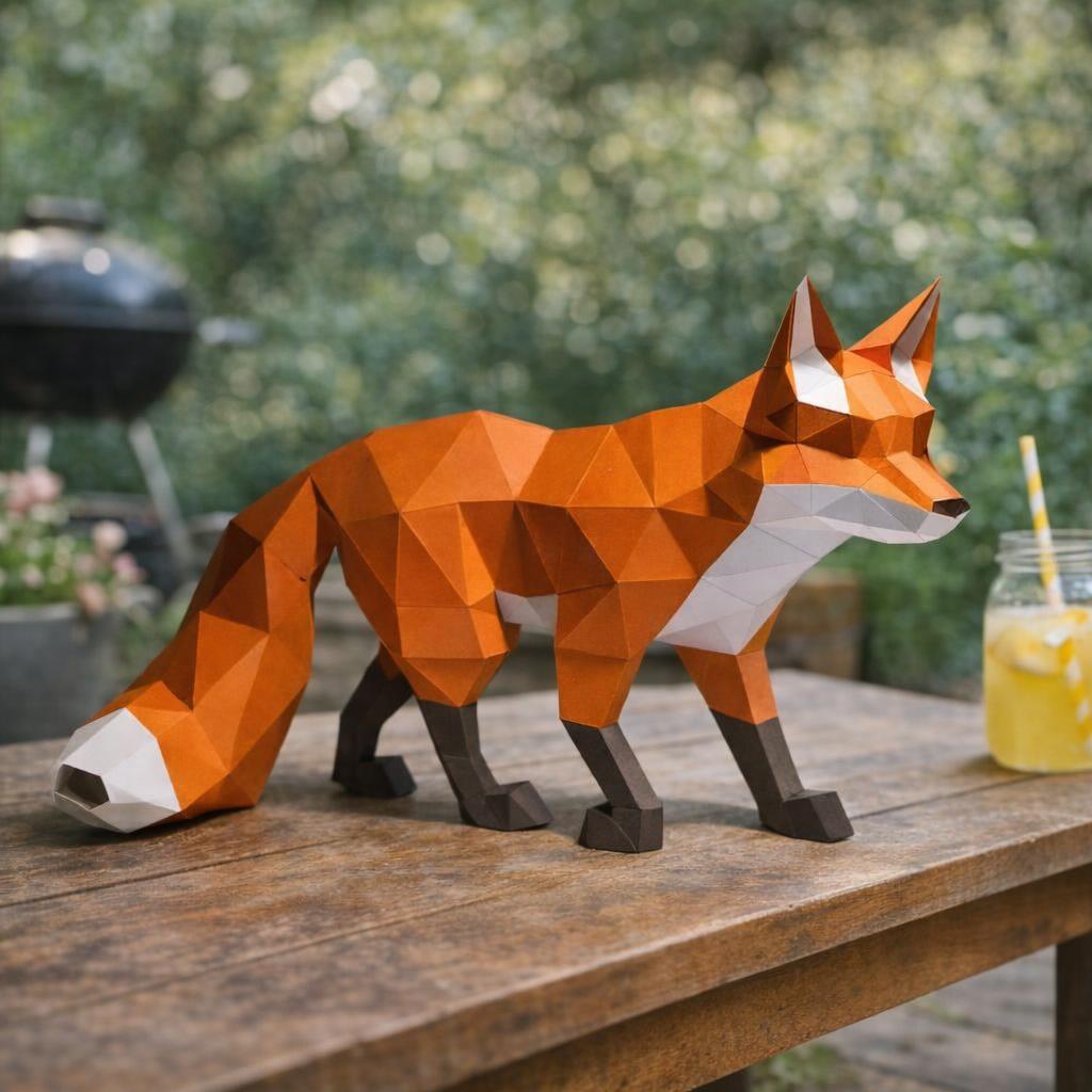 Papercraft de renard marchant en 3D Papercraft de renard marchant en 3D