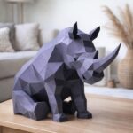Papercraft de rhinocéros assis en 3D