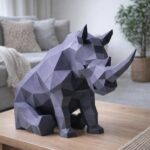 Papercraft de rhinocéros assis en 3D