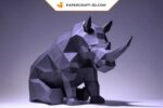 Papercraft de rhinocéros assis en 3D
