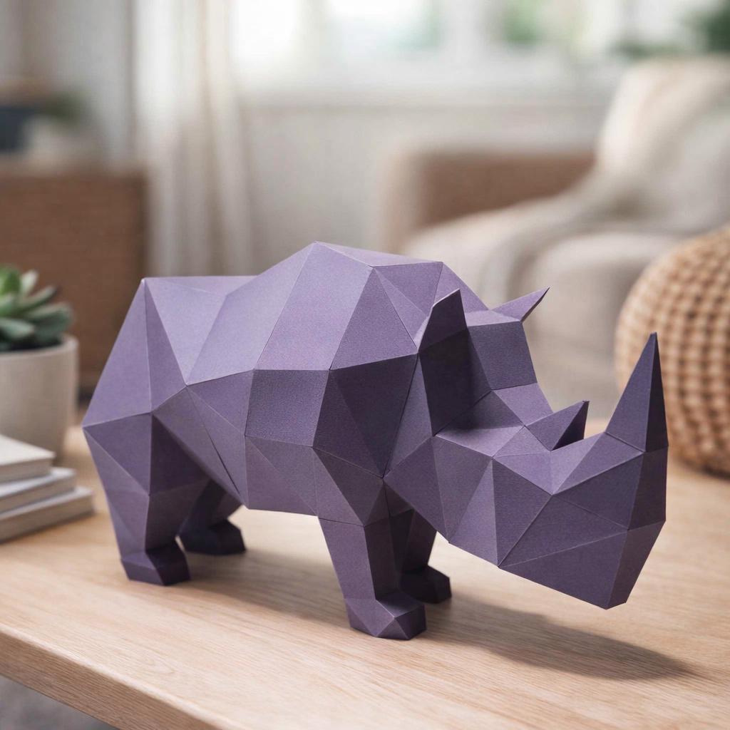 Papercraft de rhinocéros simpliste en 3D