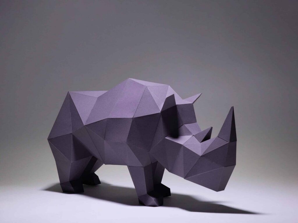 Papercraft de rhinocéros simpliste en 3D