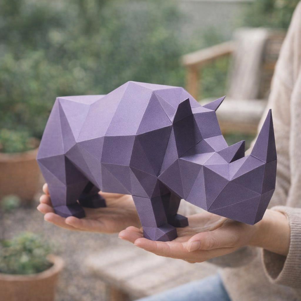 Papercraft de rhinocéros simpliste en 3D