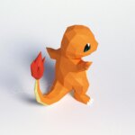 Papercraft de Salamèche Pokémon en origami