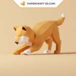 Papercraft de Shiba Inu qui fait la révérence en 3D