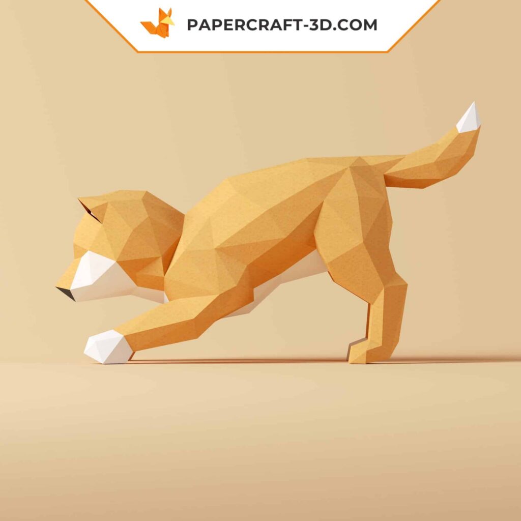 Papercraft de Shiba Inu qui fait la révérence en 3D