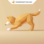 Papercraft de Shiba Inu qui fait la révérence en 3D