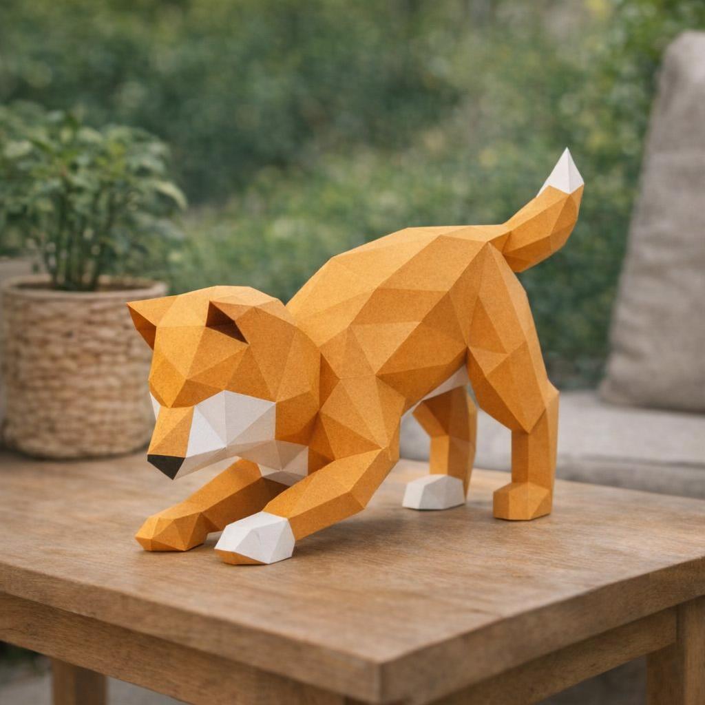 Papercraft de Shiba Inu qui fait la révérence en 3D