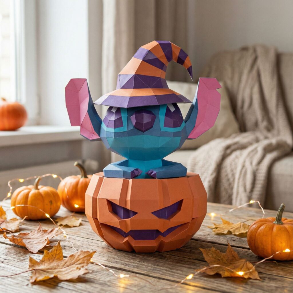 Papercraft de Stitch Halloween en origami