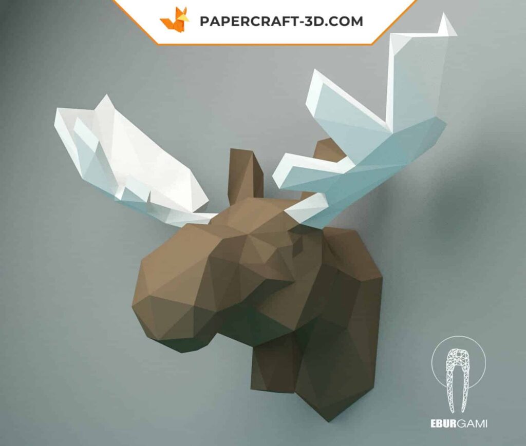Papercraft de tête d'élan murale en 3D
