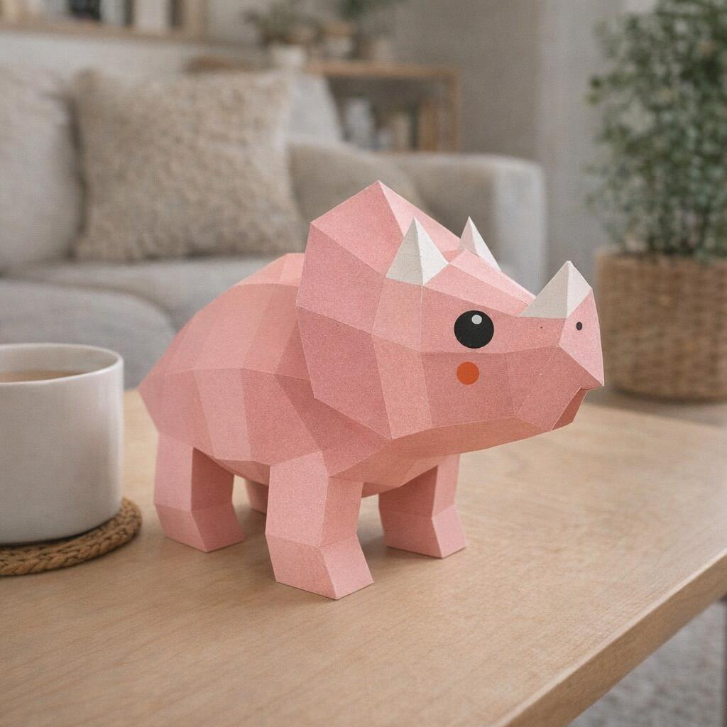 Papercraft de tricératops en 3D