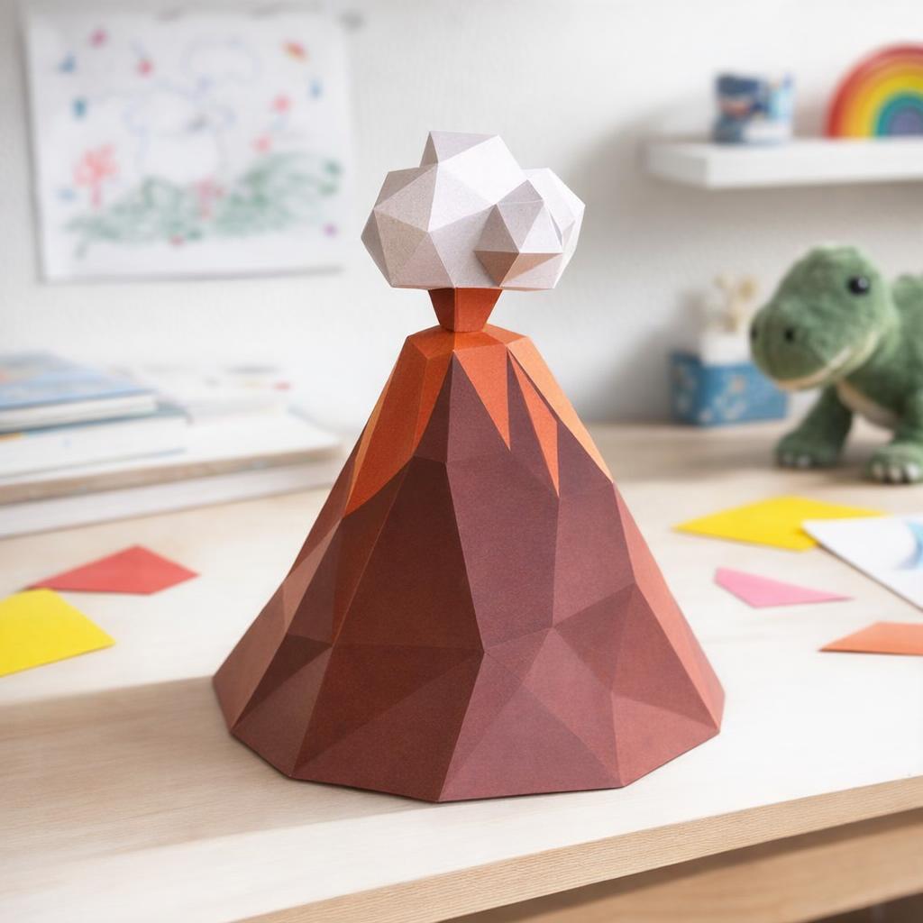 Papercraft de volcan en 3D