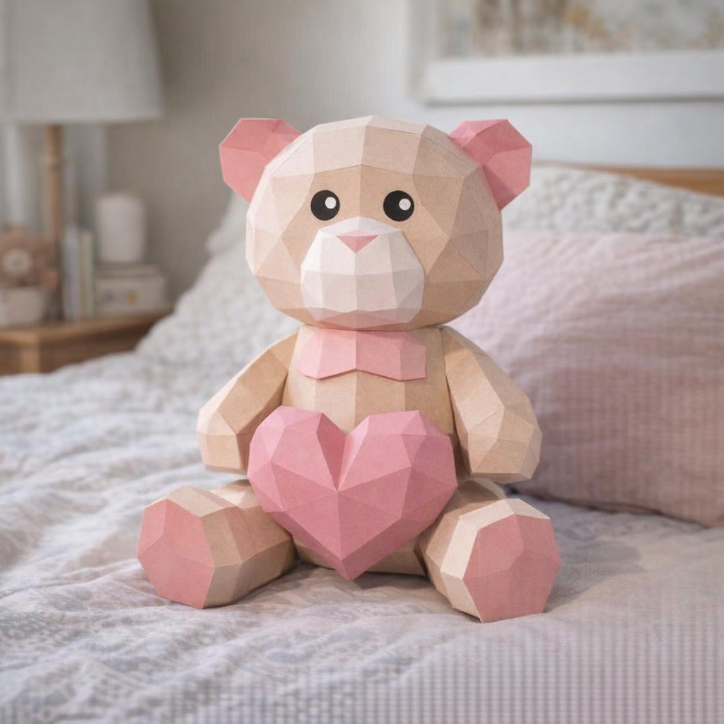 Papercraft d'ours avec cœur en 3D