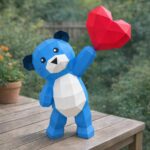 Papercraft d'ours en peluche avec cœur en 3D